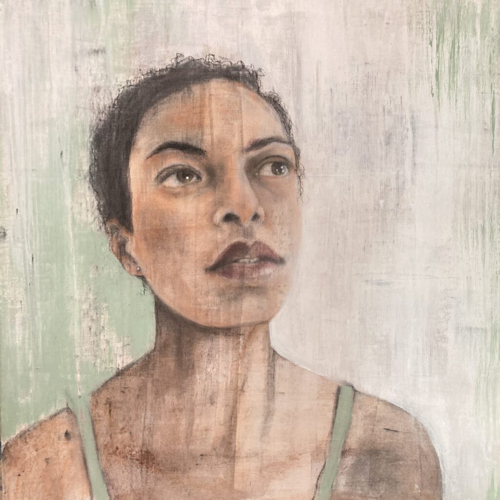 Heike Kurtenbach "Isabel I" (2024) | Pastellkreide und Acryl auf Leinwand | 50 x 50 cm